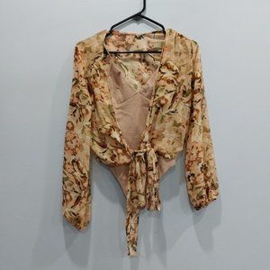 Aritzia Wilfred Astor Bodysuit & Floral Shawl Cardigan Dawn Vineland Size XS